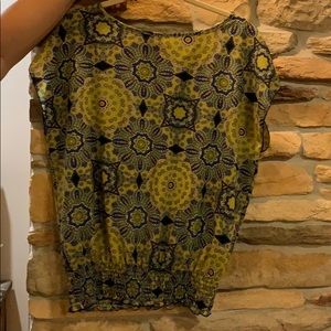 Green and blue blouse